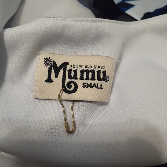 Show Me Your MuMu Blue Floral Circus Mini Babydoll Shift Dress Sz S NWOT - Picture 5 of 6